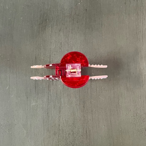 Red Heart Cupid Allover Rhinestone Pink Pearl Arrow 4“ Lobster Claw Hair Clip - Picture 3 of 4